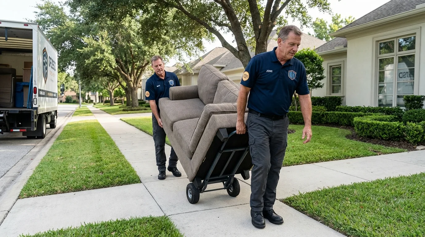 Local residential moving crew loading furniture in Erie, PA